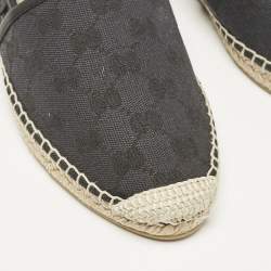 Pre Owned Gucci Black GG Canvas Slip On Espadrille Flats Size 40
