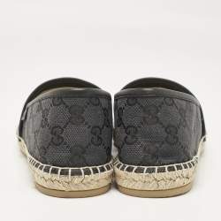 Pre Owned Gucci Black GG Canvas Slip On Espadrille Flats Size 40