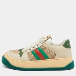 Gucci Multicolor Leather and GG Canvas Screener Sneakers Size 39