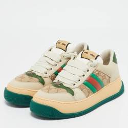 Gucci Multicolor Leather and GG Canvas Screener Sneakers Size 39