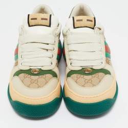 Gucci Multicolor Leather and GG Canvas Screener Sneakers Size 39