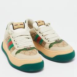 Gucci Multicolor Leather and GG Canvas Screener Sneakers Size 39
