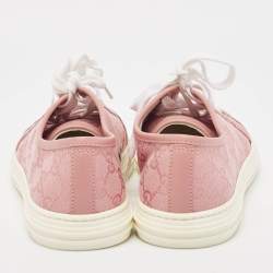 Gucci Pink GG Canvas and Leather Low Top Sneakers Size 38.5