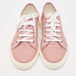 Gucci Pink GG Canvas and Leather Low Top Sneakers Size 38.5