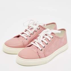 Gucci Pink GG Canvas and Leather Low Top Sneakers Size 38.5