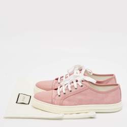 Gucci Pink GG Canvas and Leather Low Top Sneakers Size 38.5