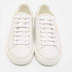 Pre Owned Gucci White Perforated Interlocking G Leather Ace Sneakers Size 37