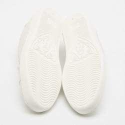 Pre Owned Gucci White Perforated Interlocking G Leather Ace Sneakers Size 37