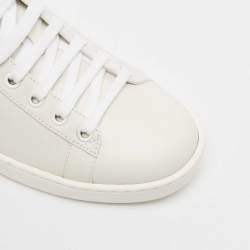 Pre Owned Gucci White Perforated Interlocking G Leather Ace Sneakers Size 37