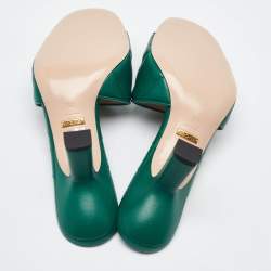 Gucci Green Matelasse Leather GG Marmont Slide Sandals Size 39