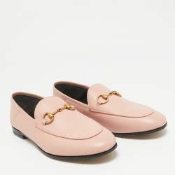 Gucci Pink Leather Brixton Loafers Size 37