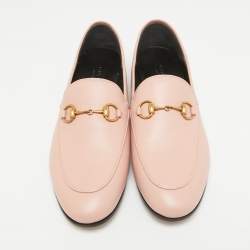 Gucci Pink Leather Brixton Loafers Size 37
