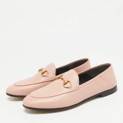 Gucci Pink Leather Brixton Loafers Size 37