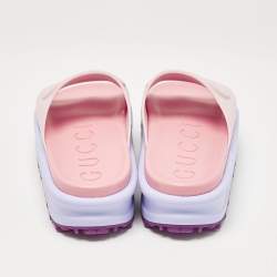 Gucci Multicolor Rubber Interlocking G Slide Sandals Size 38
