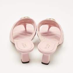 Pre Owned Gucci Pink Matelassé Leather GG Marmont Thong Sandals Size 37