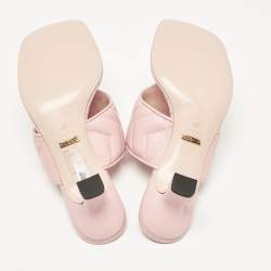 Pre Owned Gucci Pink Matelassé Leather GG Marmont Thong Sandals Size 37