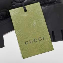 Pre Owned Gucci Black Cordovan Lux GG Leather Lug Sole Loafers 36.5