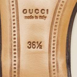 Pre Owned Gucci Off White Leather Horsebit Foldable Loafers Size 36.5