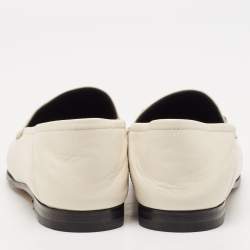 Pre Owned Gucci Off White Leather Horsebit Foldable Loafers Size 36.5