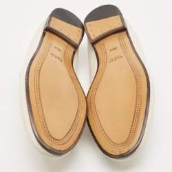 Pre Owned Gucci Off White Leather Horsebit Foldable Loafers Size 36.5