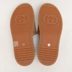 Gucci Brown/Beige GG Canvas Angelina Platform Slide Sandals Size 41