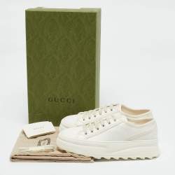 Gucci White GG Canvas Tennis 1977 Treck Sneakers Size 38.5