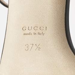 Pre Owned Gucci Black Leather Horsebit Open Toe Ankle Strap Sandals Size 37.5