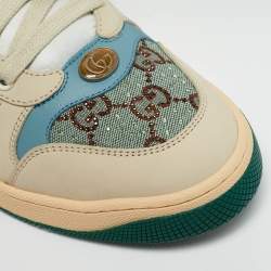 Gucci Multicolor Nubuck Leather and Crystal GG Canvas Screener Sneakers Size 41