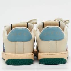 Gucci Multicolor Nubuck Leather and Crystal GG Canvas Screener Sneakers Size 41