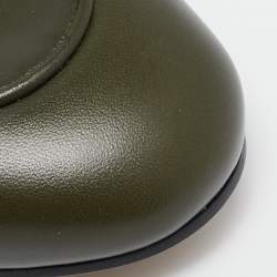 Pre Owned Gucci Green Leather Princetown Mules Size 38.5