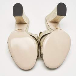 Gucci Gold Leather GG Marmont Slide  Sandals Size 39