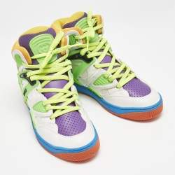 Gucci Multicolor Leather and Fabric Basket Sneakers Size 36.5