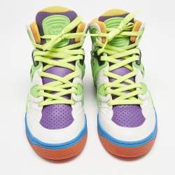 Gucci Multicolor Leather and Fabric Basket Sneakers Size 36.5
