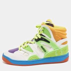 Gucci Multicolor Leather and Fabric Basket Sneakers Size 36.5