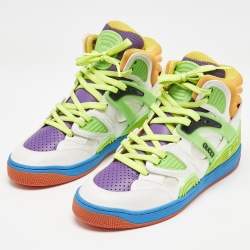 Gucci Multicolor Leather and Fabric Basket Sneakers Size 36.5