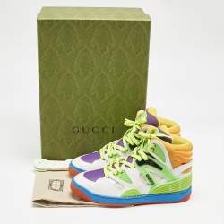 Gucci Multicolor Leather and Fabric Basket Sneakers Size 36.5