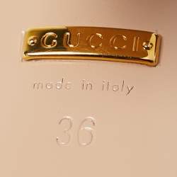 Gucci Cream Leather Horsebit Platform Block Heel Ankle Strap Sandals Size 36