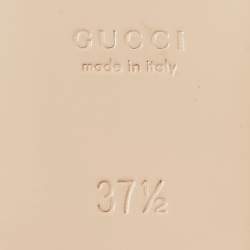 Pre Owned Gucci Green/White Canvas Princetown Mule Sandals Size 37.5