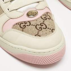 Gucci Multicolor Nubuck Leather and Crystal GG Canvas Screener Sneakers Size 41.5