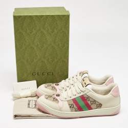 Gucci Multicolor Nubuck Leather and Crystal GG Canvas Screener Sneakers Size 41.5