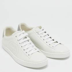 Gucci White Perforated Interlocking G Leather Ace Sneakers Size 37.5