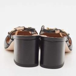 Pre Owned Gucci Black Leather Horsebit Slingback Pumps Size 36.5