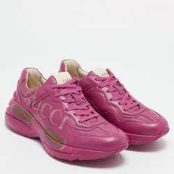 Gucci Red  Leather Rhyton Low Top Sneakers Size 40