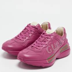 Gucci Red  Leather Rhyton Low Top Sneakers Size 40