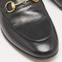 Pre Owned Gucci Black Leather Jordaan Slip On Loafers Size 36