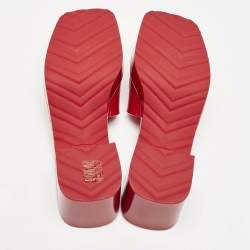 Gucci Dark Red Rubber Block Heel Slide Sandals Size 40