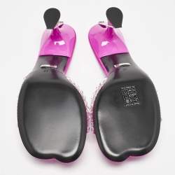 Gucci Pink Satin Galactica Crystal Embellished Slide Sandals Size 37
