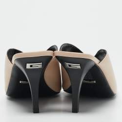 Gucci Beige Leather Square G Mules Size 39