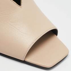 Gucci Beige Leather Square G Mules Size 39