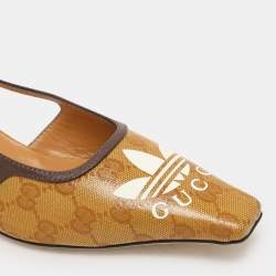 Gucci x Adidas Marigold/Brown Coated Canvas and Leather Slingback Sandals Size 36